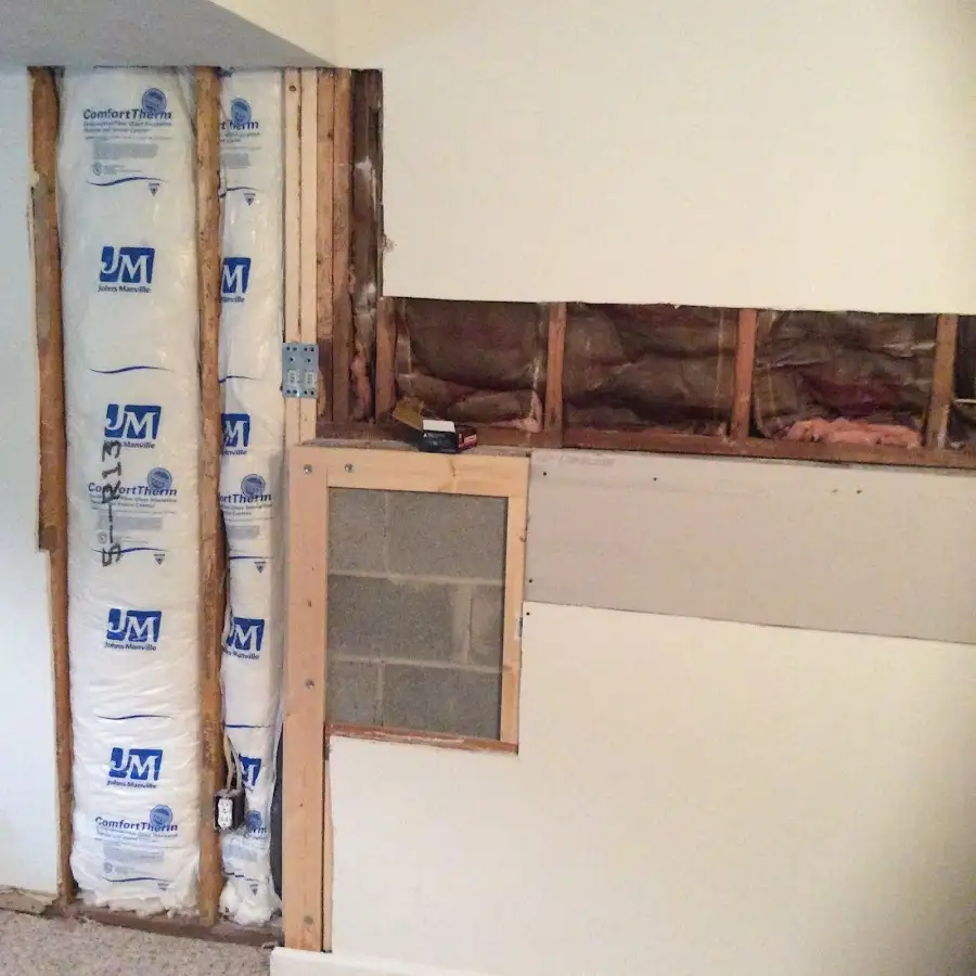 Wall insulation replacement during Basement Flood Cleanup in Bourne
